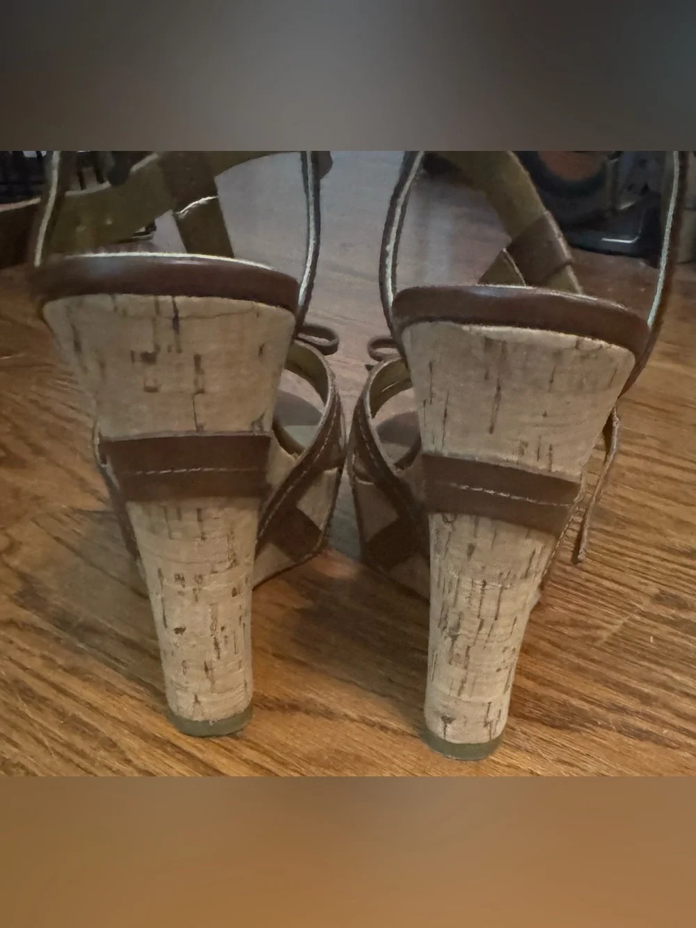 GUESS Brown Bow T-Strap Open-Toe Women's Heels